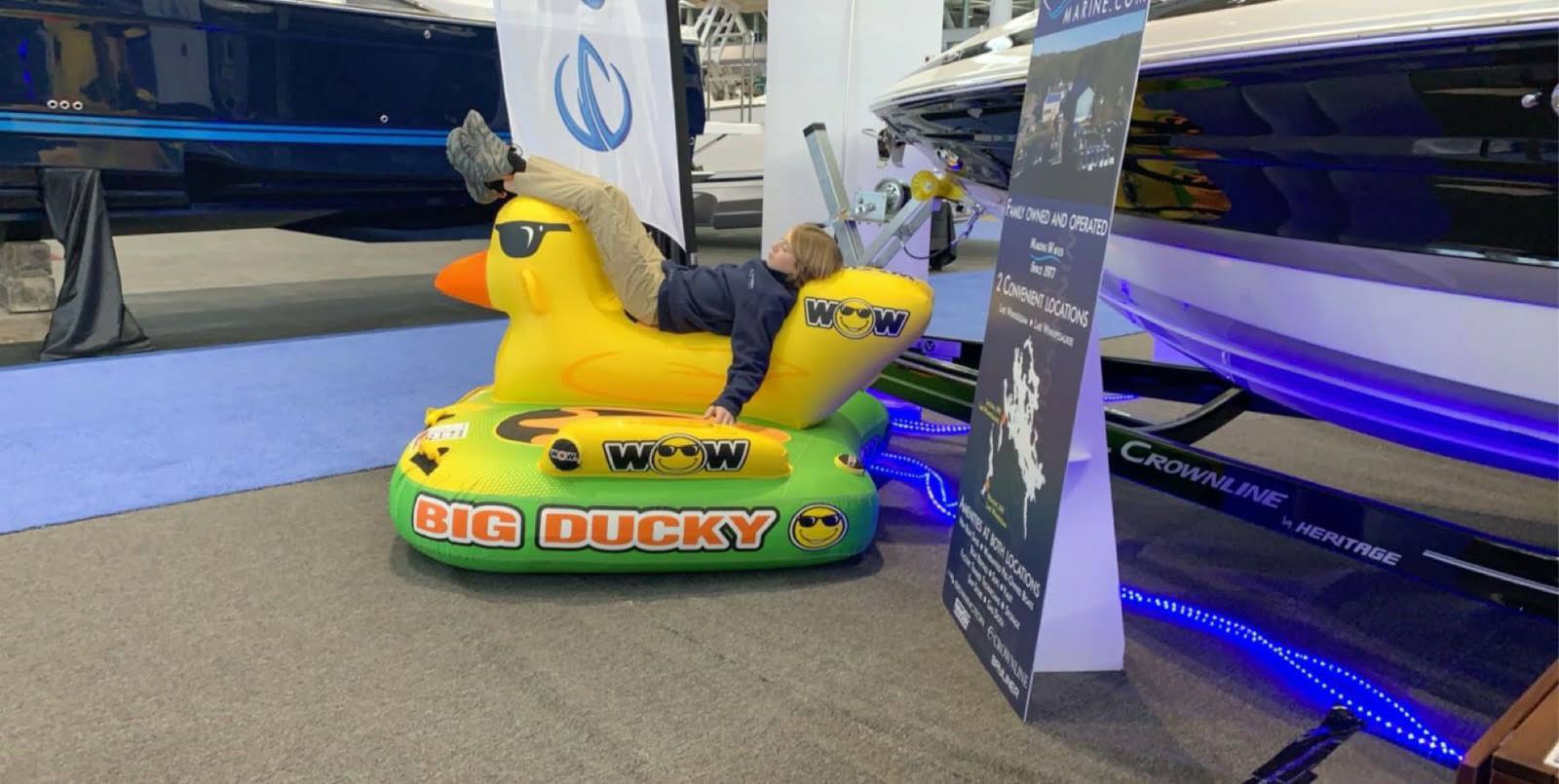 Luke was exhausted after the Boston Boat Show !!! Winnisquam Marine, Inc.